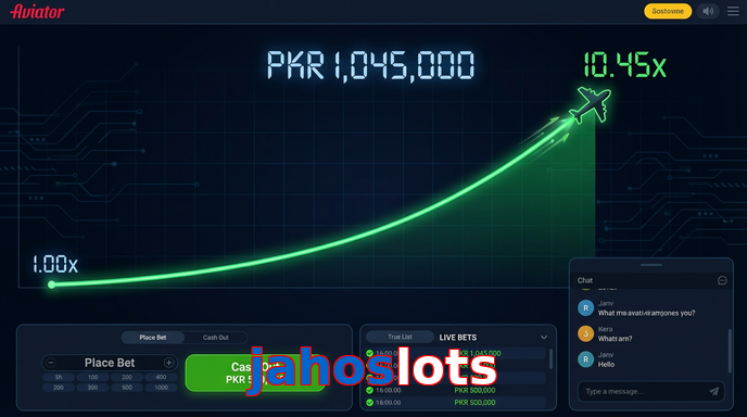 Main screen of Jahoslots aviator page for PK players