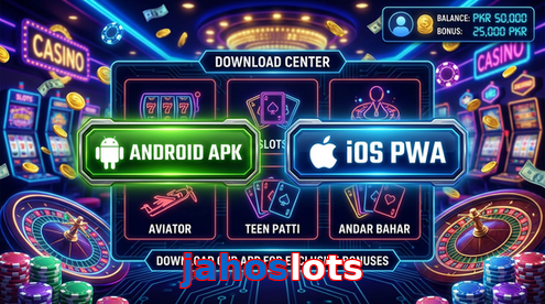 Main screen of Jahoslots download page for PK players
