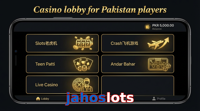 Lobby view of Jahoslots for Pakistan users